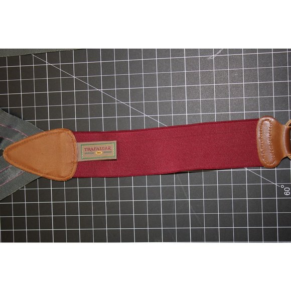 Trafalgar Adjustable Suspenders  OSFM Gray with Pink Stripes   Elastic / leather - Picture 3 of 12